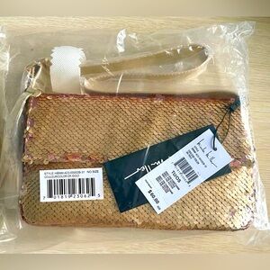 NWT New Nicole Miller Gold Metallic Sequin Crossbody Bag/Purse Sparkly Holiday
